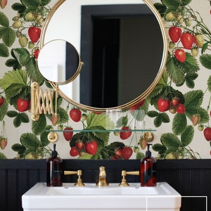 Strawberry Wallpaper, Strawberries Wall Mural, Summer Juicy Wallpaper ...