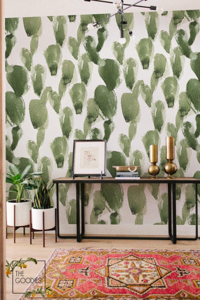 Cactus Wallmural Removable Wallpaper Cacti Cactuses Etsy