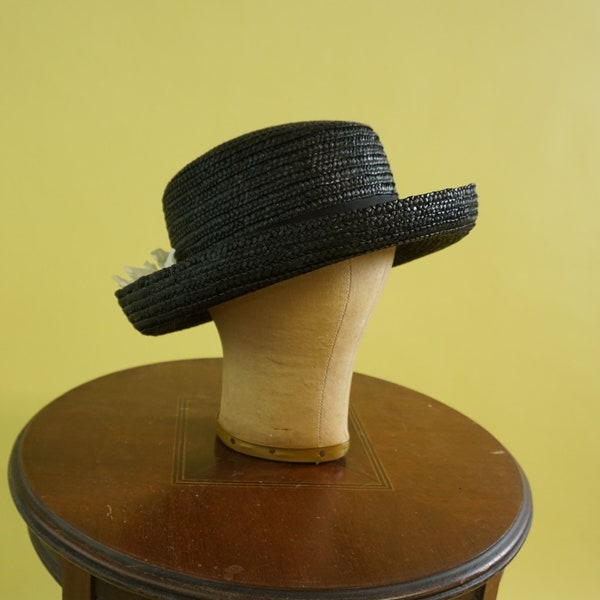 Vintage Women's black straw hat