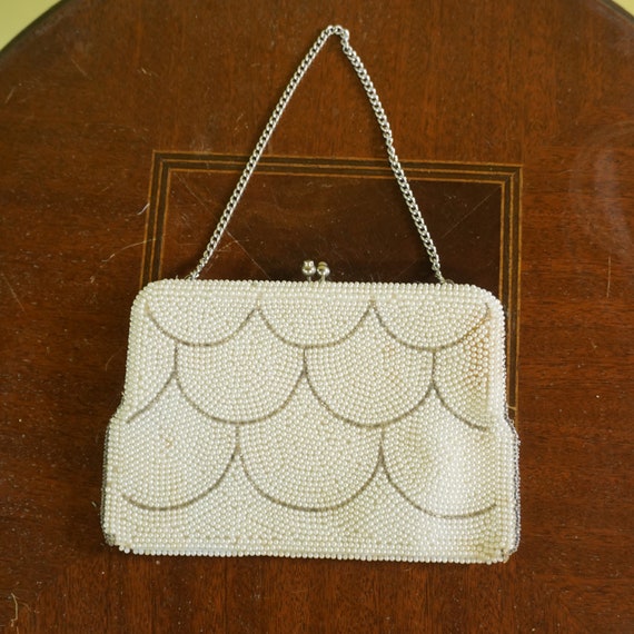 Vintage beaded clutch with strap - Made in Japan