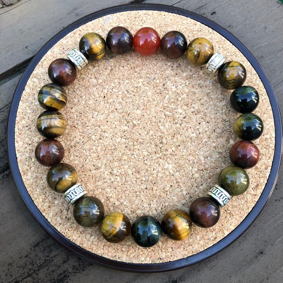 and Citrine Carnelian Handmade Attract Abundance Intention Bracelet with Hawks Eye