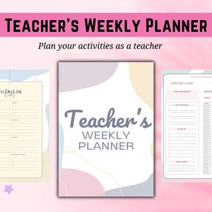 Teachers Weekly Planner, Printable weekly planner for teachers, Printable PDF, Lesson Planning, Teacher Organization, downloadable planner