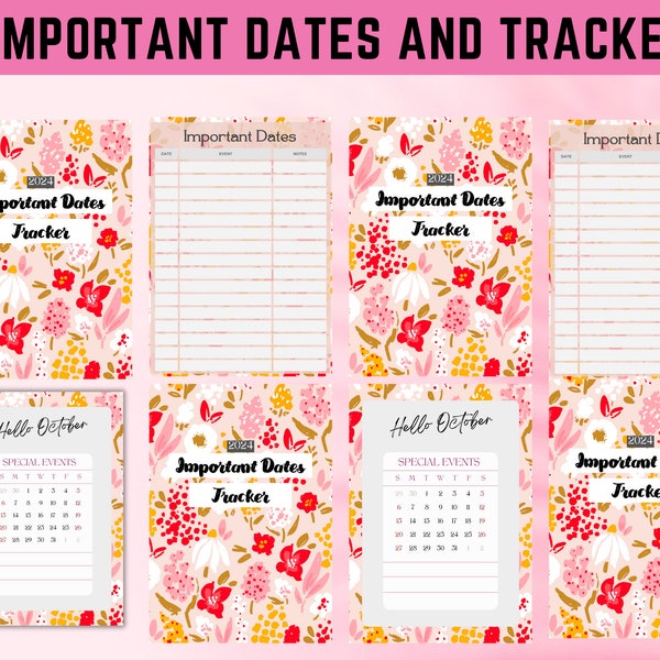 Student Important Dates Tracker, Dates Tracker for High School Students, Printable PDF, Future Date Planner, Monthly Calendar Tracker, Dates