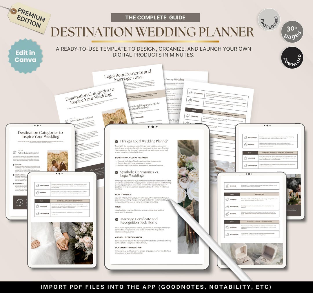 Destination Wedding Planner Printable, Travel Wedding Planning Binder ...