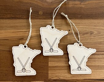 Handcrafted Minnesota Hockey Ornament -  A Perfect Addition to Your Holiday Decor