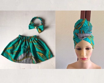 Mummy & Me Ankara Baby Skirt Mummy Headwrap| African Baby Skirt and Headband| Ankara Baby Headband and Skirt| African| Mummy and Me Headwrap