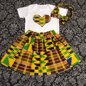 African Ankara Kids Clothes| Ankara Baby Girl Dress| Matching kente Outfits| African Print Baby Skirt| Ankara Headband| kente baby dress