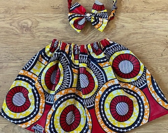 African Baby Skirt| African Print Baby Skirt| African Girl Dress| African Dashiki Baby Skirt & Headband| Ankara Baby Headband| Kids Clothing