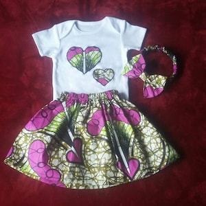 African Baby Birthday Dress| African Print Baby Clothes| Ankara Baby Dress| African Baby Matching Outfit| Ankara Bodysuits,Skirt & Headband