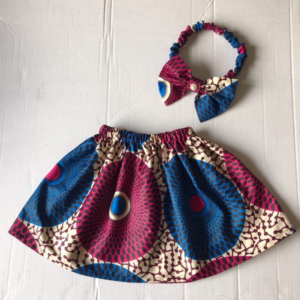 African Baby Skirt| Ankara Baby Skirt| African Kids Clothes| Girls Kente Skirt| African Print Baby Headband| Ankara Headband| Ankara Skirts.
