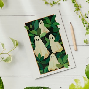 Impression d'art 4 x 6 | Plantes fantomatiques| Impression d'art esthétique kawaii | Carte postale
