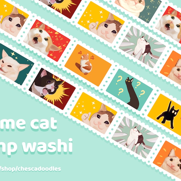 Meme cat stamp washi tape