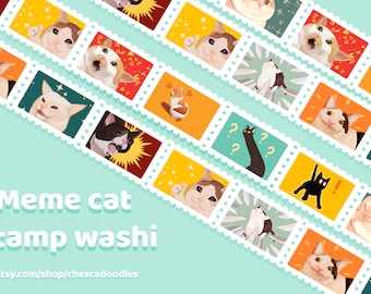 Meme cat stamp washi tape