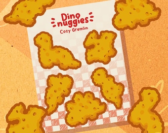 Dino nuggies sticker sheet 4.5x6 inches Glossy