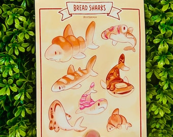 Bread Shark Art print 5x7 inch