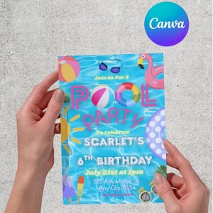 Pool Party/ Digital Invitation/ Digital Download/ Summer/ Pop Sicle/ Pool Floats/ Water/ Water goggles/ Editable/ Birthday Party/ Colorful