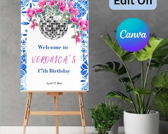 Mamma Mia Geburtstag Willkommensschild | Dancing Queen, Diskokugel (Digitaler Download)