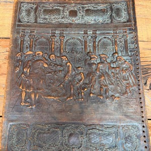 Vintage Embossed Leather Writing Portfolio - Italian Style Desk Blotter Document Folder