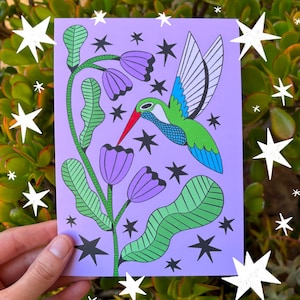 Impression d'art mignonne de colibri | Impression d'art oiseau | Impression d'art animalier | Impression d'art printanière | Cadeaux pour la fête des pères