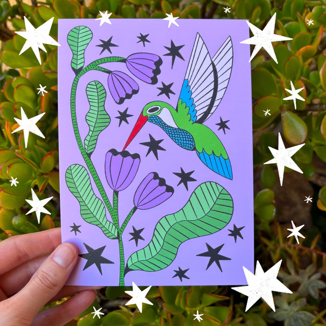 Cute Hummingbird Art Print | Bird Art Print | Animal Art Print | Spring ...