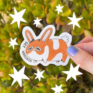 Sticker grappig konijn | Sticker Get Wrecked | Download Rekt | Meme-sticker | Vaderdagcadeau