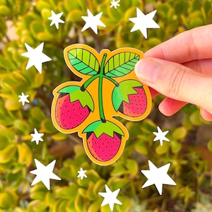 Cute Strawberry Stickers | Summer Garden Artwork | Strawberries | Fruit Sticker | Junk Journal | Christmas Gift