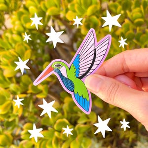 Cute Hummingbird Art Sticker | Animal Decal | Bird Decoration | Spring Stickers | Junk Journal