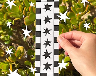 Shimmer Star Bookmark | Checkered Bookmark | Minimalist Bookish Vibe | Pattern Bookmark | Christmas Gifts