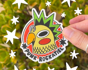 Funny Cockatiel Sticker | Punk Rock Stickers | Punk Rockatiel | Bird Art | Cute Animal Decor | Junk Journal | Christmas Gift