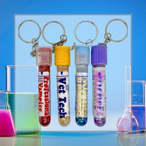 Blood tube phlebotomist keychain custom for medicine, doctors, veterinary, vet tech, tech week