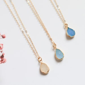 Tiny Raw Crystal Pendant, Dainty Druzy Charm Necklace, Natural Crystals, Bridesmaid Gifts, Trending now