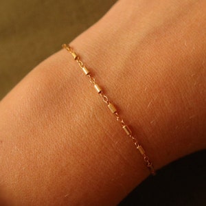 Dainty gold bracelet, minimal thin bar bracelet, 14k gold filled, gift