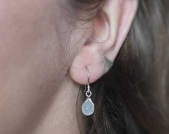 Boucles d'oreilles Druzy blanches étincelantes | Pendentif en cristal et argent sterling 925 | Bijoux de mariée | Cadeau pour elle | Boucles d'oreilles en pierre naturelle scintillante