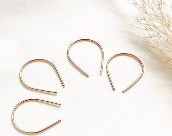 Midi Tropfen Ohrringe, 14k Gold Filled oder Rose Gold Filled, minimalistische Hufeisen Ohrringe, WILDBIRDS JEWELRY