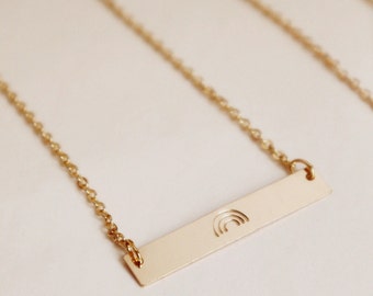 Dainty Rainbow Bar Necklace, 14k Gold Filled, Hand Stamped Jewelry, Girlfriend gift, WILDBIRDS JEWELRY