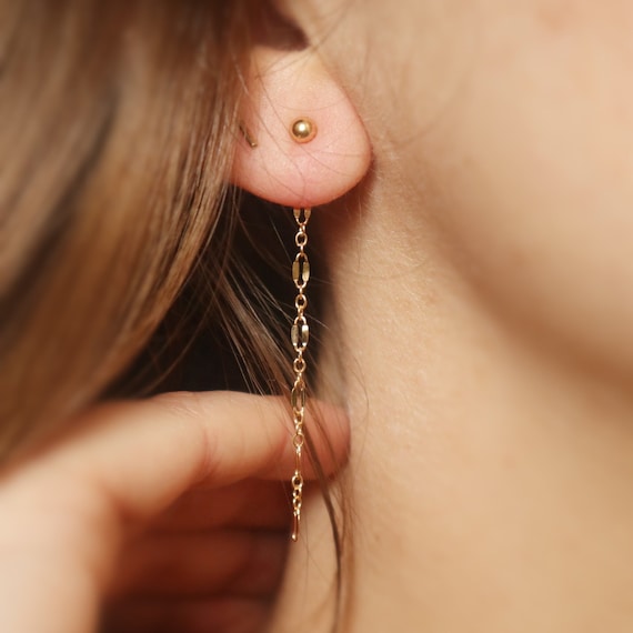 Delicate Chain Earrings 14k Gold Filled 4 Mm Round Stud Earrings