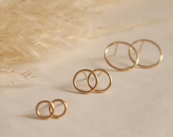 14k Gold Filled minimalistische Kreis Ohrstecker, 7, 10, 15mm, Geschenk, Muttertag