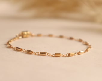 Zierliches Gold Armband, minimal dünnes Bar Armband, 14k Gold Filled, Geschenk