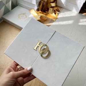 Kristall-Hochzeitseinladung Wildleder | Luxuriöser weißer Samtumschlag | Elegante Einladungen aus Velours | Pocketfold-Einladungen | Taschensuite