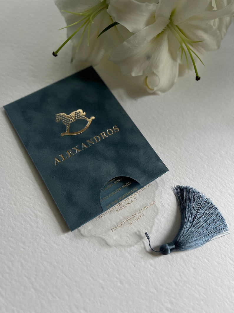 Custom Baptism Invitation Set Christening Velvet Envelope Etsy