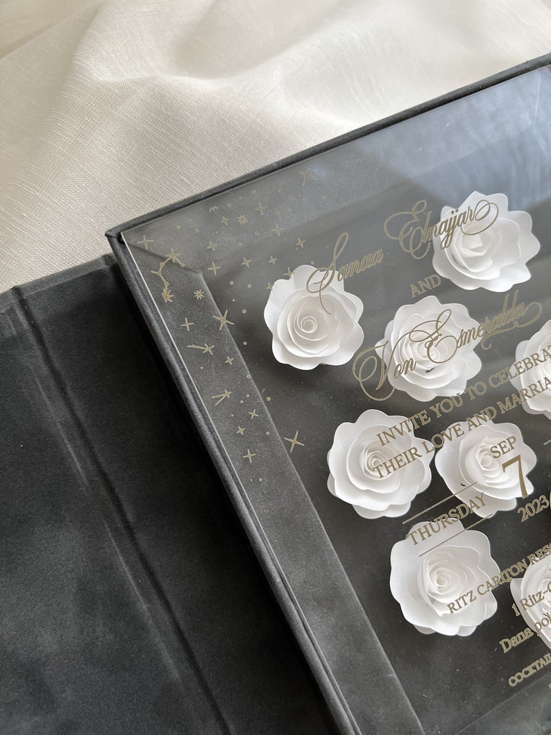 Box Velvet Wedding Invitation Luxury Gray Wedding Invitation Etsy