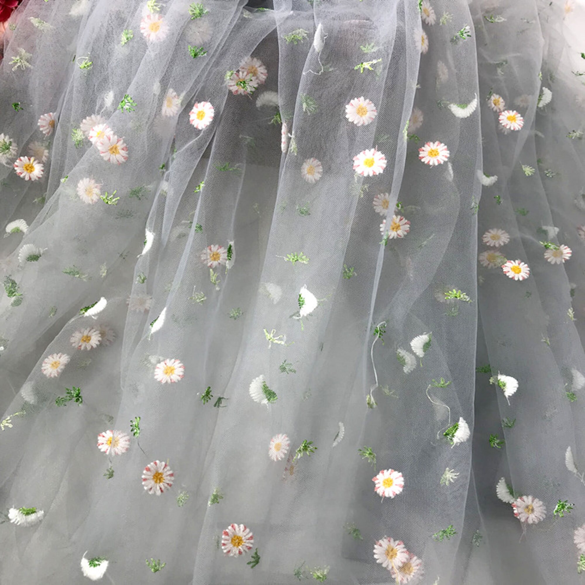 Daisy Flower Lace Fabric by Yard Embroidery Floral Lace for Etsy UK