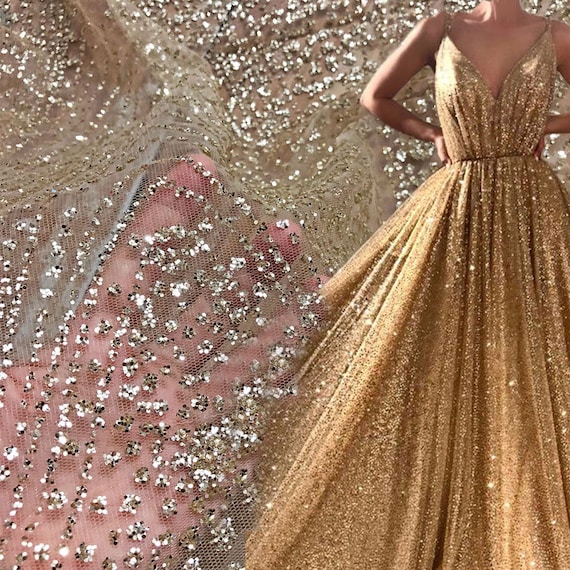 Sparkling Evening Dress lace Fabric by the yard Glittering Etsy