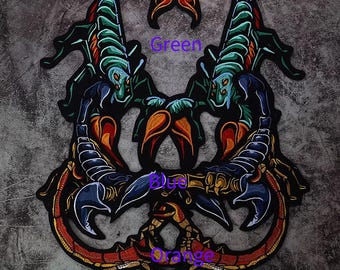 Mirror Pair Scorpion Applique Iron on Embroideried applique  for Jacket,Costumes
