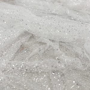 Tessuto di pizzo con perline scintillanti tagliato su misura Meraviglioso pizzo con perline di paillettes per abito da sposa, vestito 51 pollici di larghezza