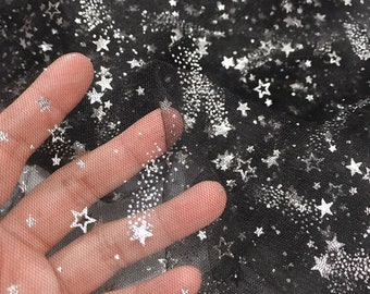 Foil Star Lace Fabric  by yard Shine Starry Ballet Dress Lace Tulle Galaxy Dress Lace Fabric  59  inches  Width