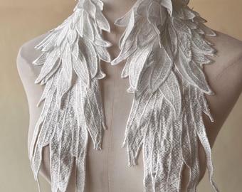 Apliques de asas de tecido branco, asas de demônios e anjos, patch para decoração de ombros, fantasias
