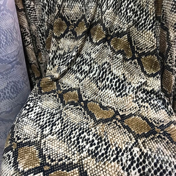 Snake Skin Fabric par yard Snake Print Stretchy Fabric Overlay pour Skinny Dress Pub Costumes 63 pouces Largeur