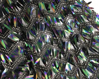 Bling Tassel Lace Fabric by yard   Sequins Lace Overlay  for Party Costumes ,Party Dress 51 inches Width