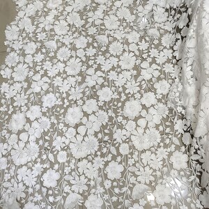 Cotton Flower Lace Fabric by yard Vine of Embroidery  Lace Tulle for Wedding Dress 51 inches Width